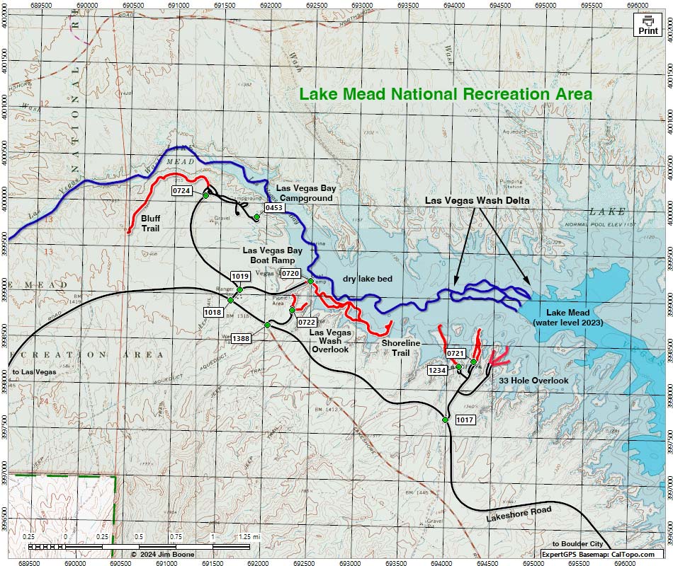 Las Vegas Wash Birding Area Map