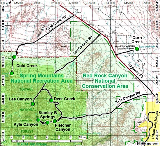 Birding Mount Charleston Map