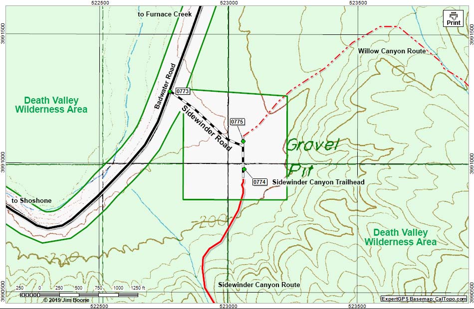 Sidewinder Canyon Road Map