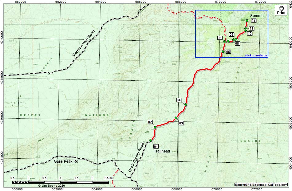 Quartzite Mountain Map Overview