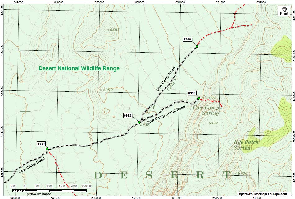 Cow Camp Road Map - Overview