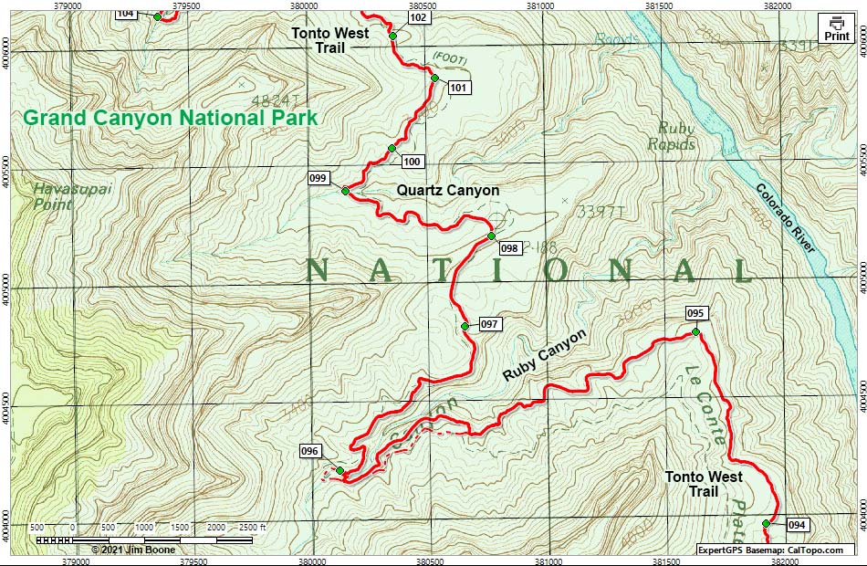 Tonto West Trail Map