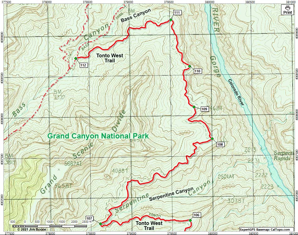 Tonto West Trail Map