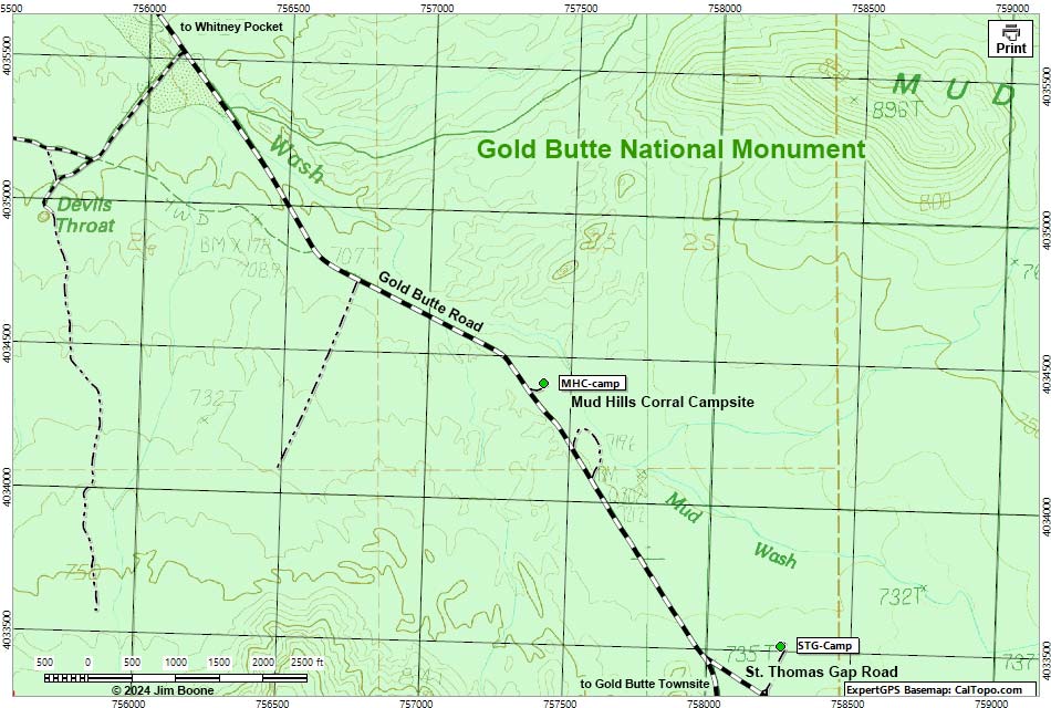 Mud Hills Corral Campsite Map