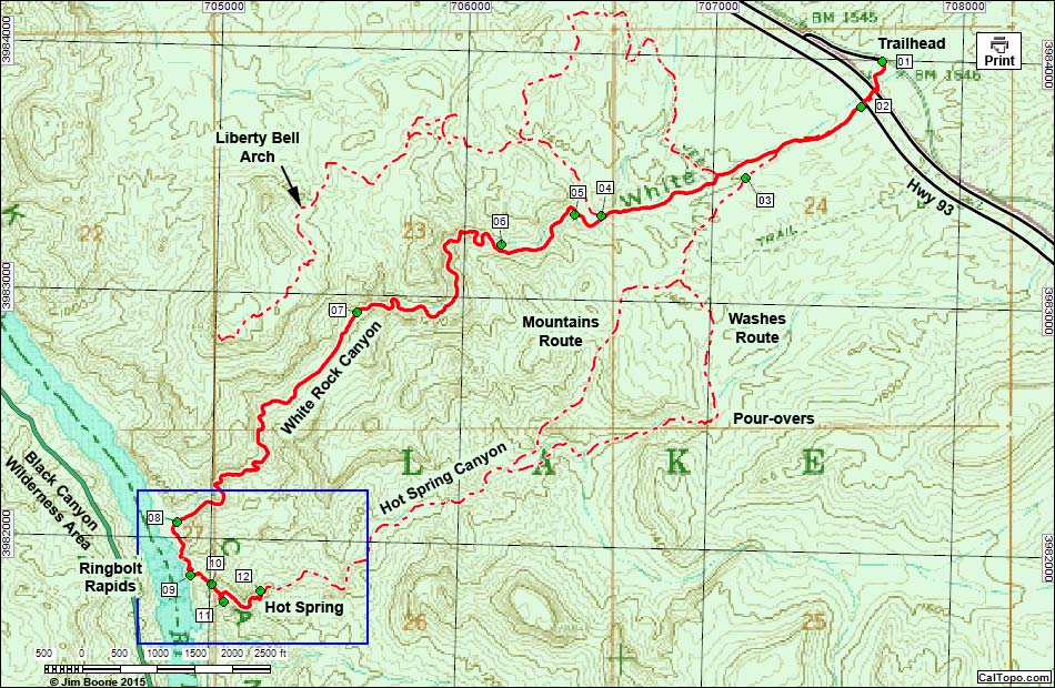 Arizona Hot Spring -- White Rock Canyon Map