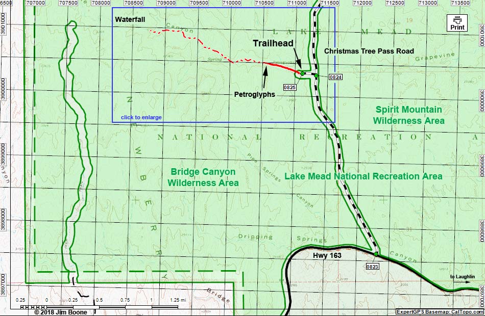 Grapevine Canyon Route Map