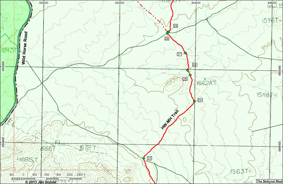 Hole-in-the-Wall to Mid Hills Trail Map