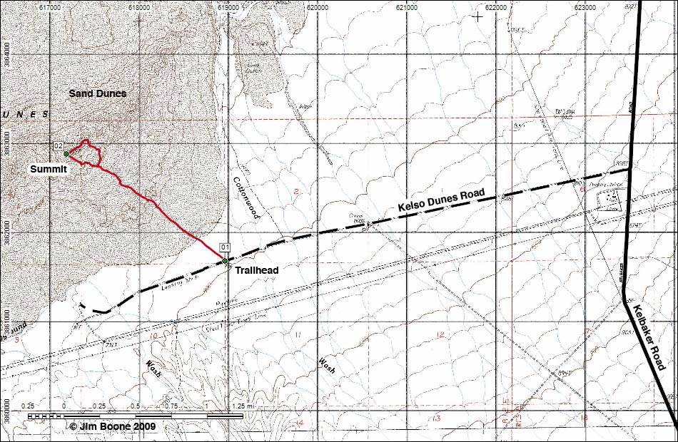 Kelso Dunes Route Map