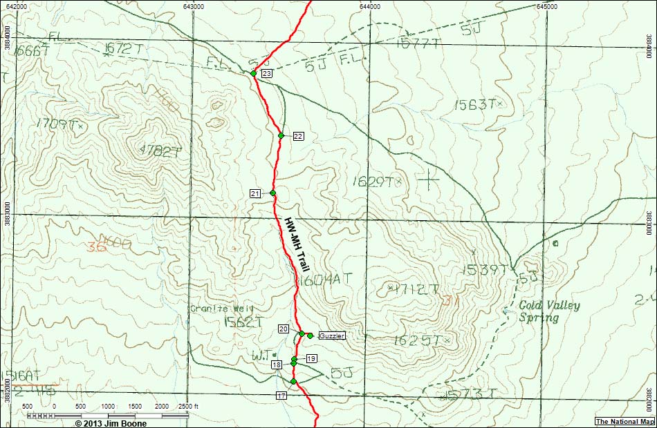 Hole-in-the-Wall to Mid Hills Trail Map