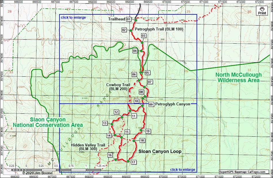 Sloan Canyon Loop Hiking Map